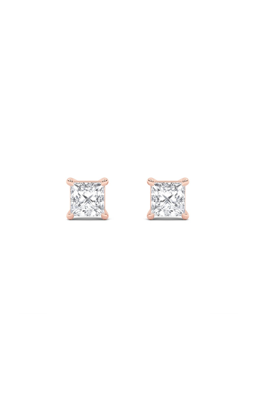 6Cttw Princess Shaped Lab Grown Diamond (F/VS) Classic Basket Set Stud Earrings in 14K Gold