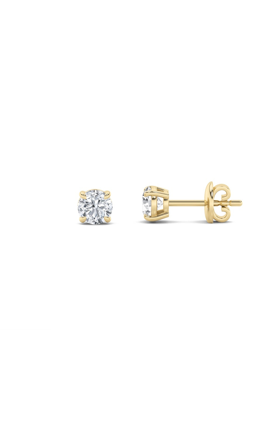 3Cttw Round Shaped Lab Grown Diamond (F/VS) Classic Basket Set Stud Earrings in 14K Gold