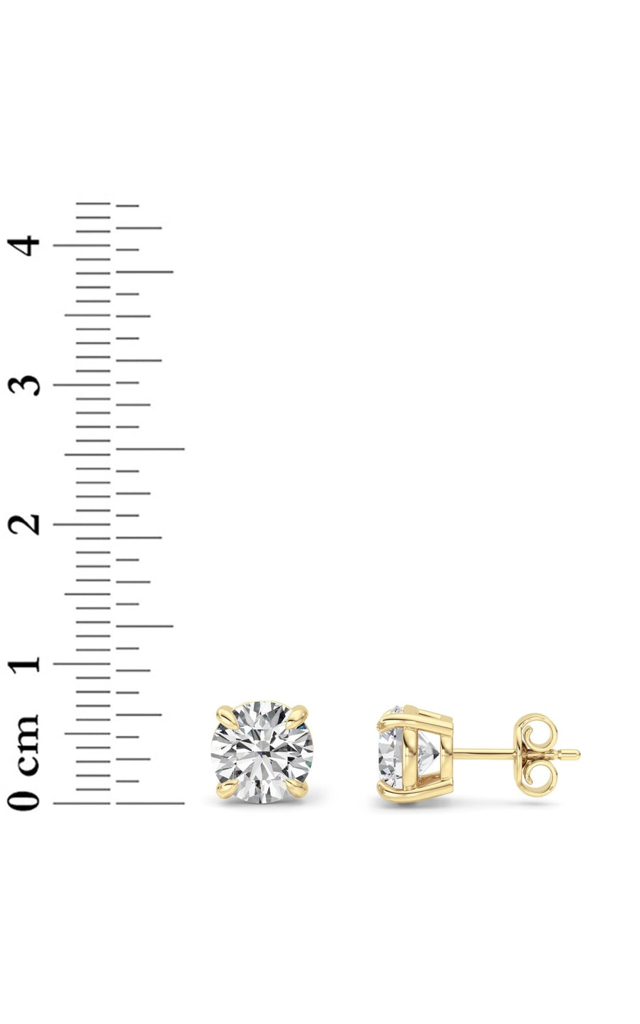 3Cttw Round Shaped Lab Grown Diamond (F/VS) Classic Basket Set Stud Earrings in 14K Gold