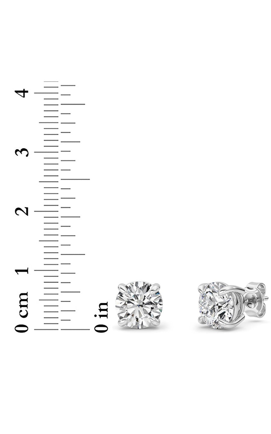 4Cttw Round Shaped Lab Grown Diamond (F/VS) Classic Basket Set Stud Earrings in 14K Gold