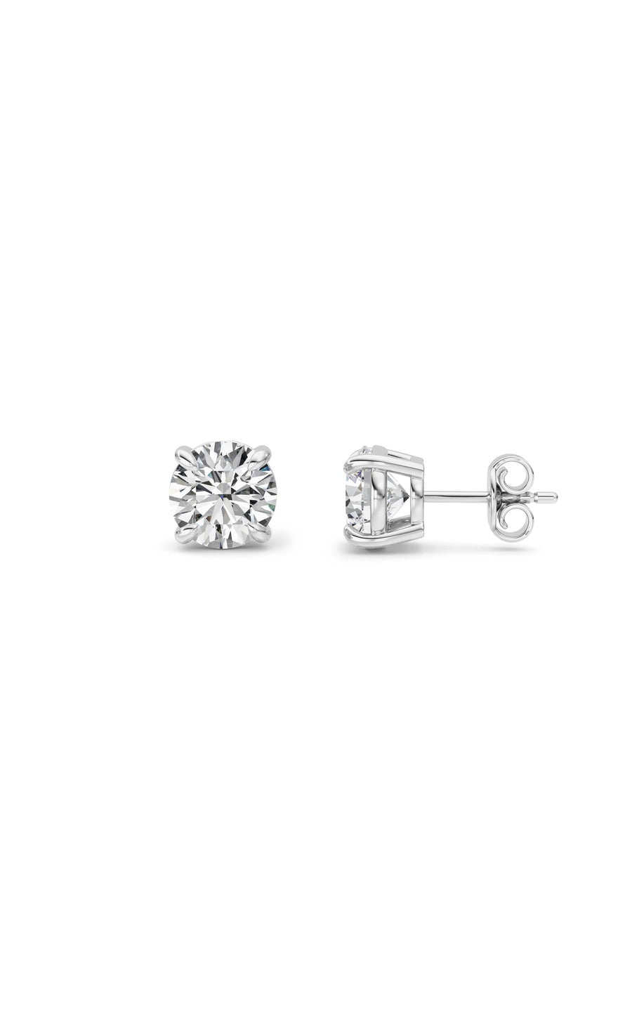 5Cttw Round Shaped Lab Grown Diamond (F/VS) Classic Basket Set Stud Earrings in 14K Gold