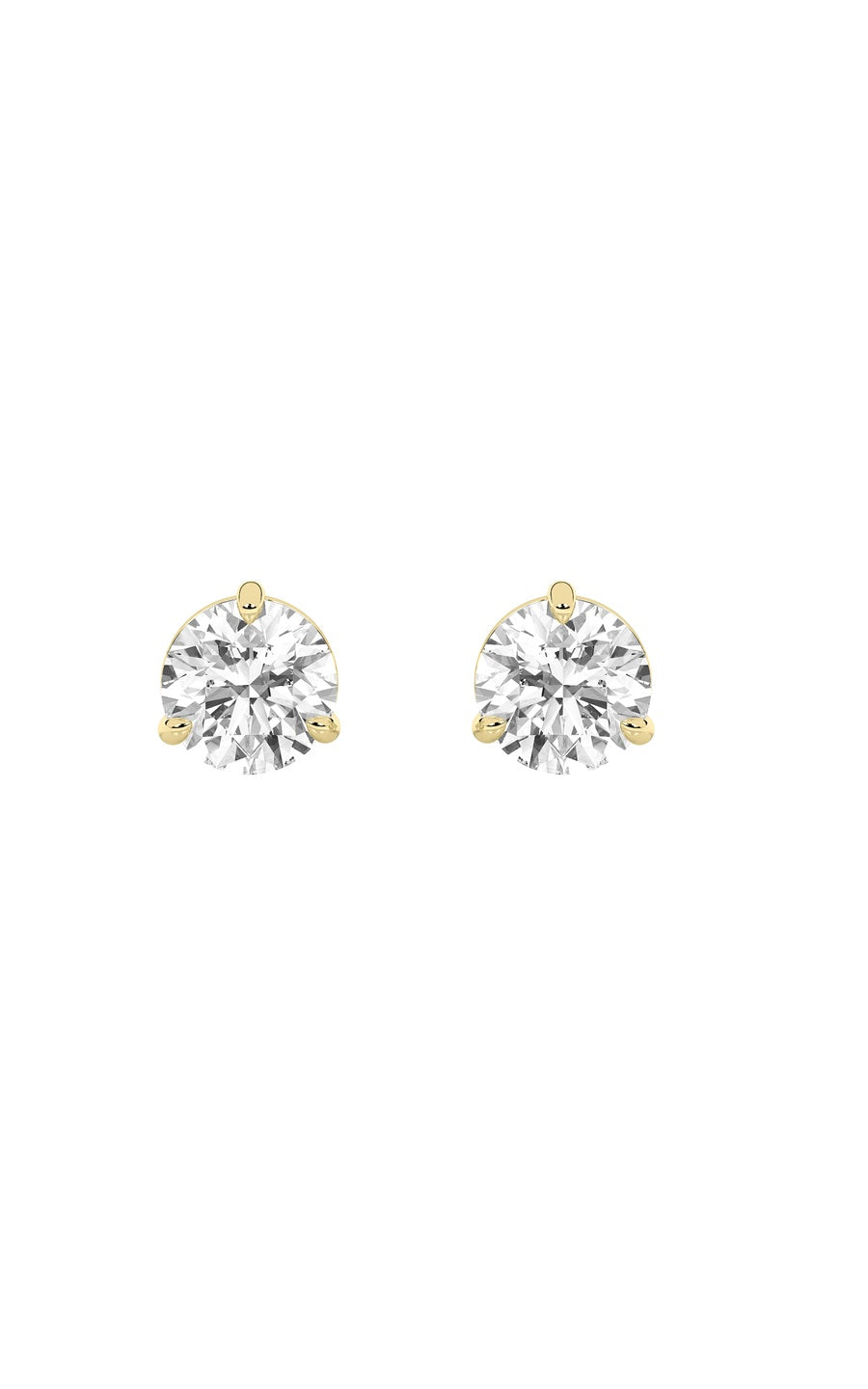 2Cttw Round Shaped Lab Grown Diamond (F/VS) Classic Basket Set Stud Earrings in 14K Gold