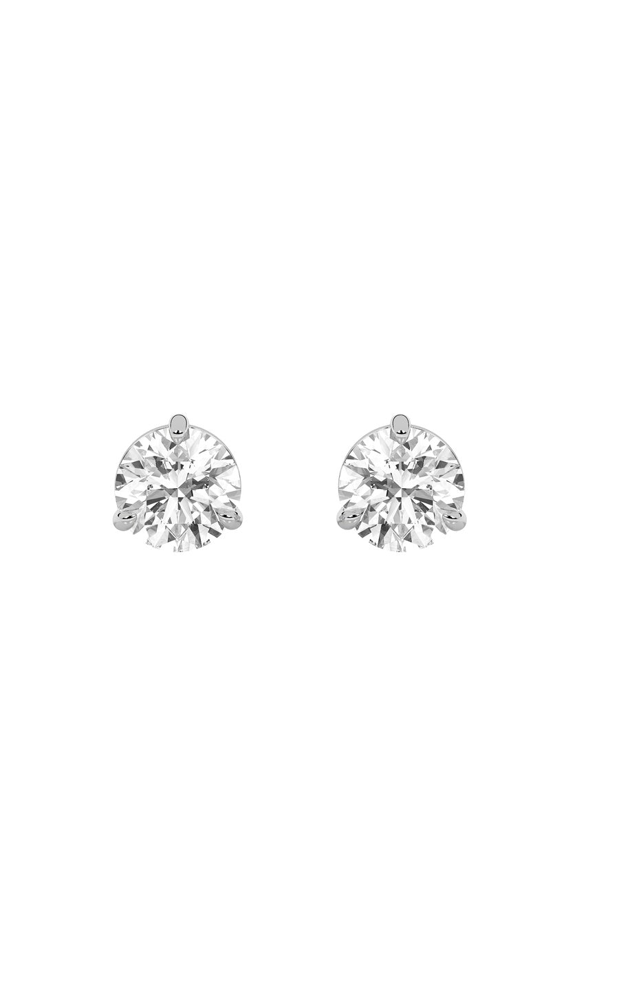 3Cttw Round Shaped Lab Grown Diamond (F/VS) Classic Basket Set Stud Earrings in 14K Gold