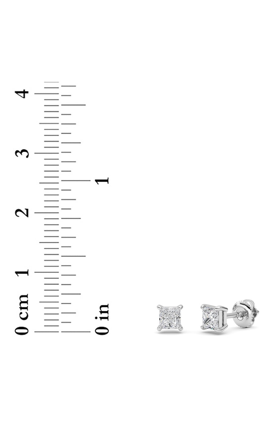 1Cttw Princess Shaped Lab Grown Diamond (F/VS) Stud Earrings in 14K Gold