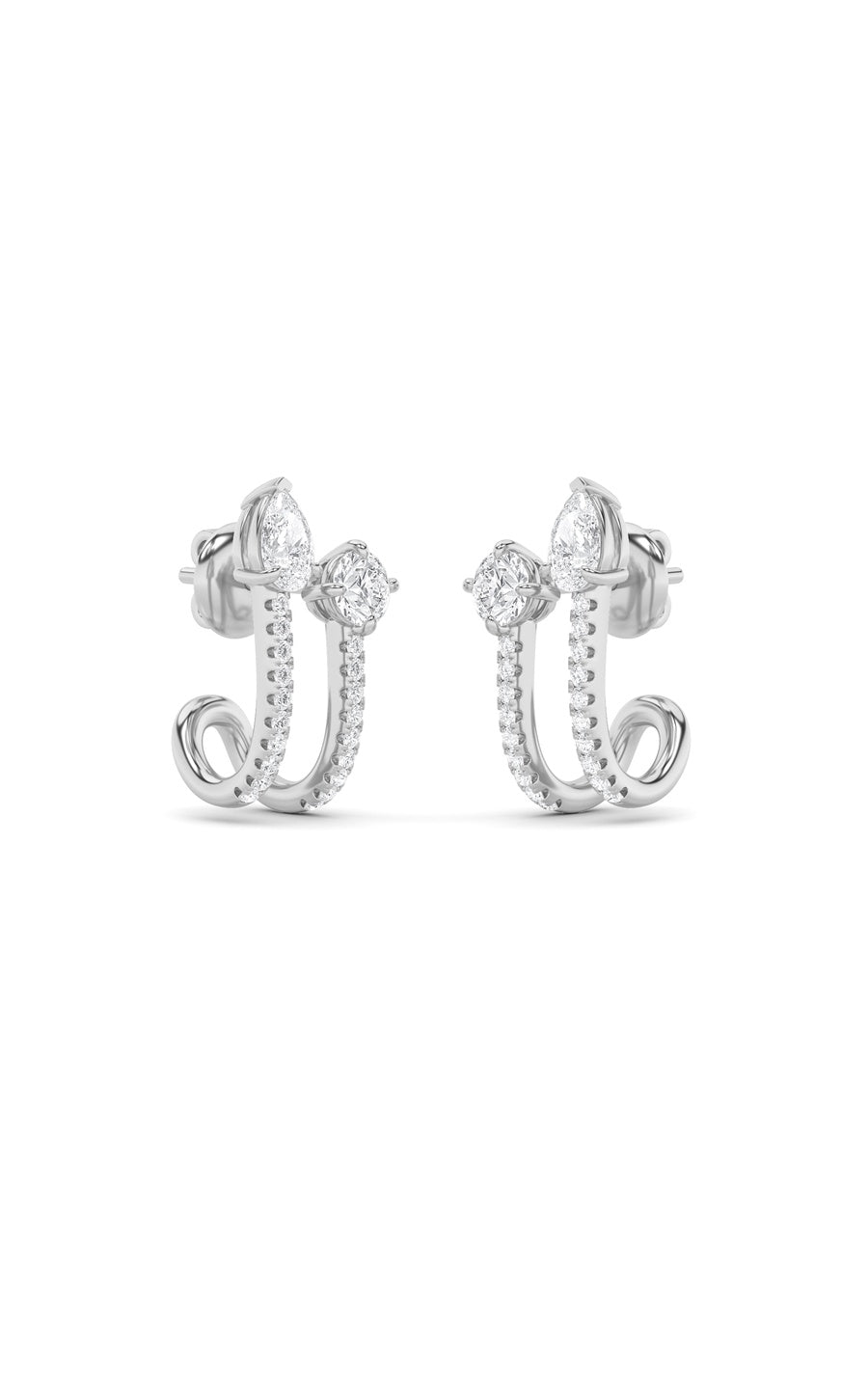 2.5Cttw Round Shaped Lab Grown Diamond (F/VS) Toiet Moi Accented Earrings in 14K Gold