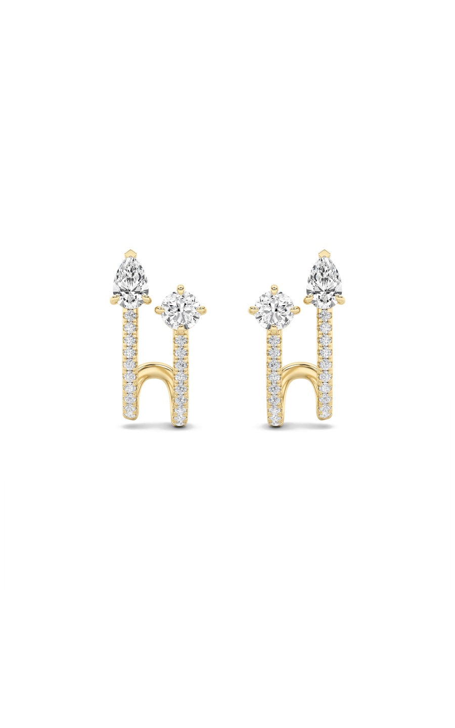 2.5Cttw Round Shaped Lab Grown Diamond (F/VS) Toiet Moi Accented Earrings in 14K Gold