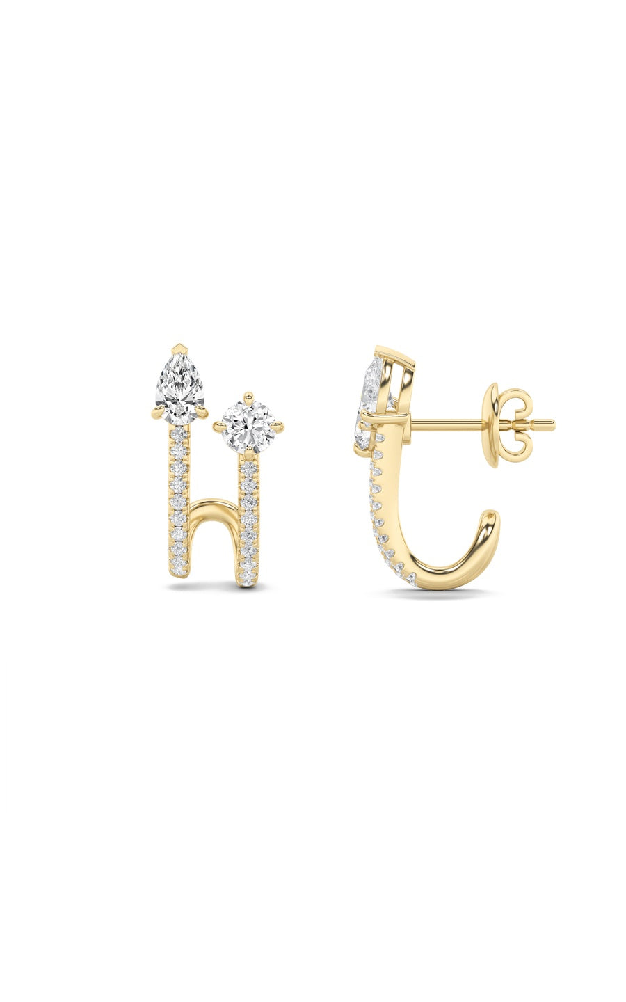 2.5Cttw Round Shaped Lab Grown Diamond (F/VS) Toiet Moi Accented Earrings in 14K Gold