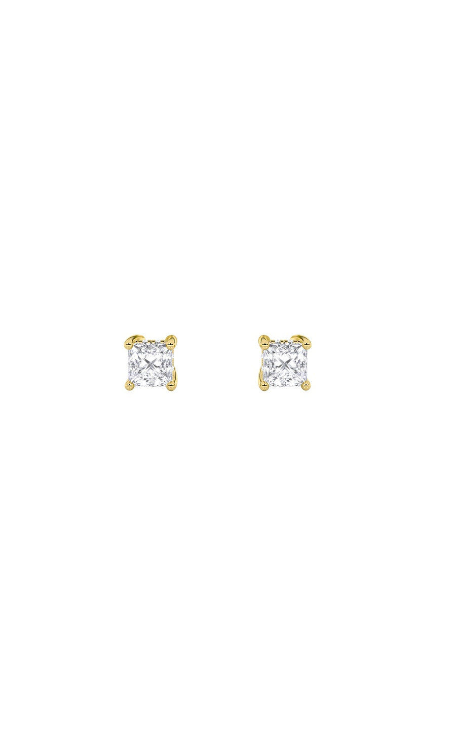 3Cttw Princess Shaped Lab Grown Diamond (F/VS) Hidden Halo Stud Earrings in 14K Gold