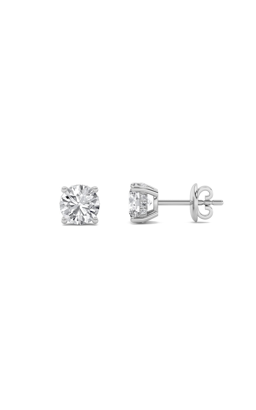 1Cttw Round Shaped Lab Grown Diamond (F/VS) Hidden Halo Stud Earrings in 14K Gold