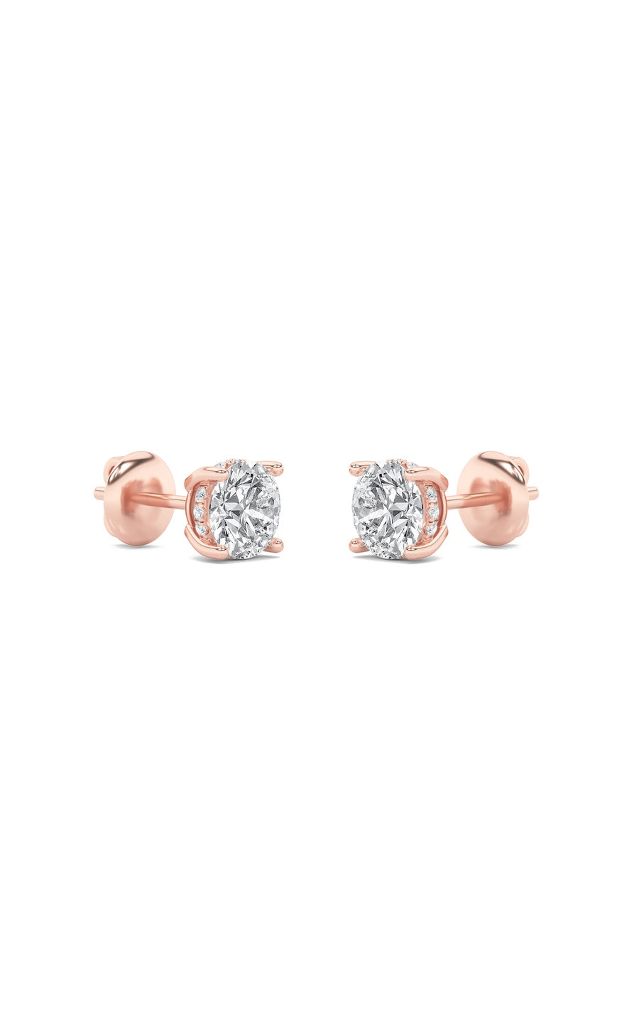 2Cttw Round Shaped Lab Grown Diamond (F/VS) HiddenHalo Stud Earrings in 14K Gold