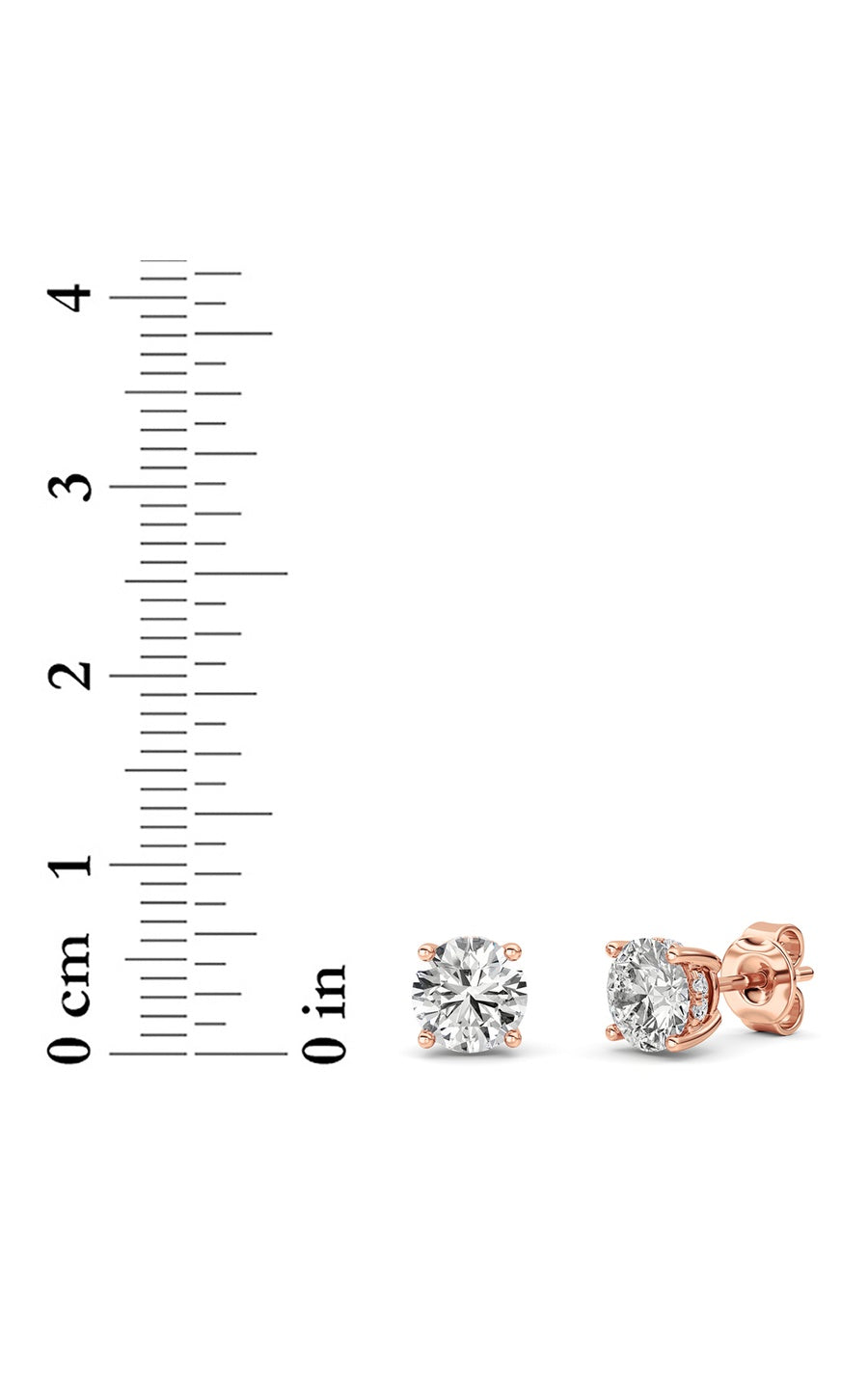 2CTW Round Shaped Lab Grown Diamond (F/VS) Hidden Halo Stud Earrings in 14K Gold