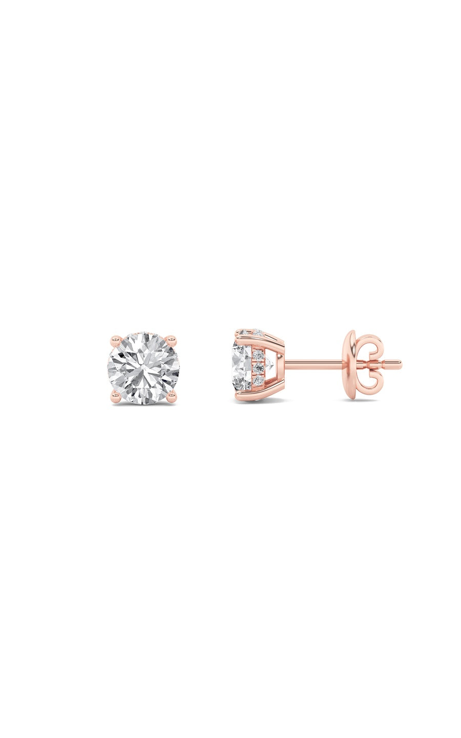 3Cttw Round Shaped Lab Grown Diamond (F/VS) HiddenHalo Stud Earrings in 14K Gold