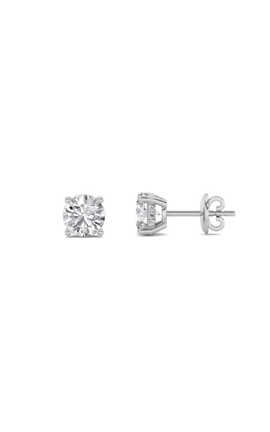 5Cttw Round Shaped Lab Grown Diamond (F/VS) Hidden Halo Stud Earrings in 14K Gold