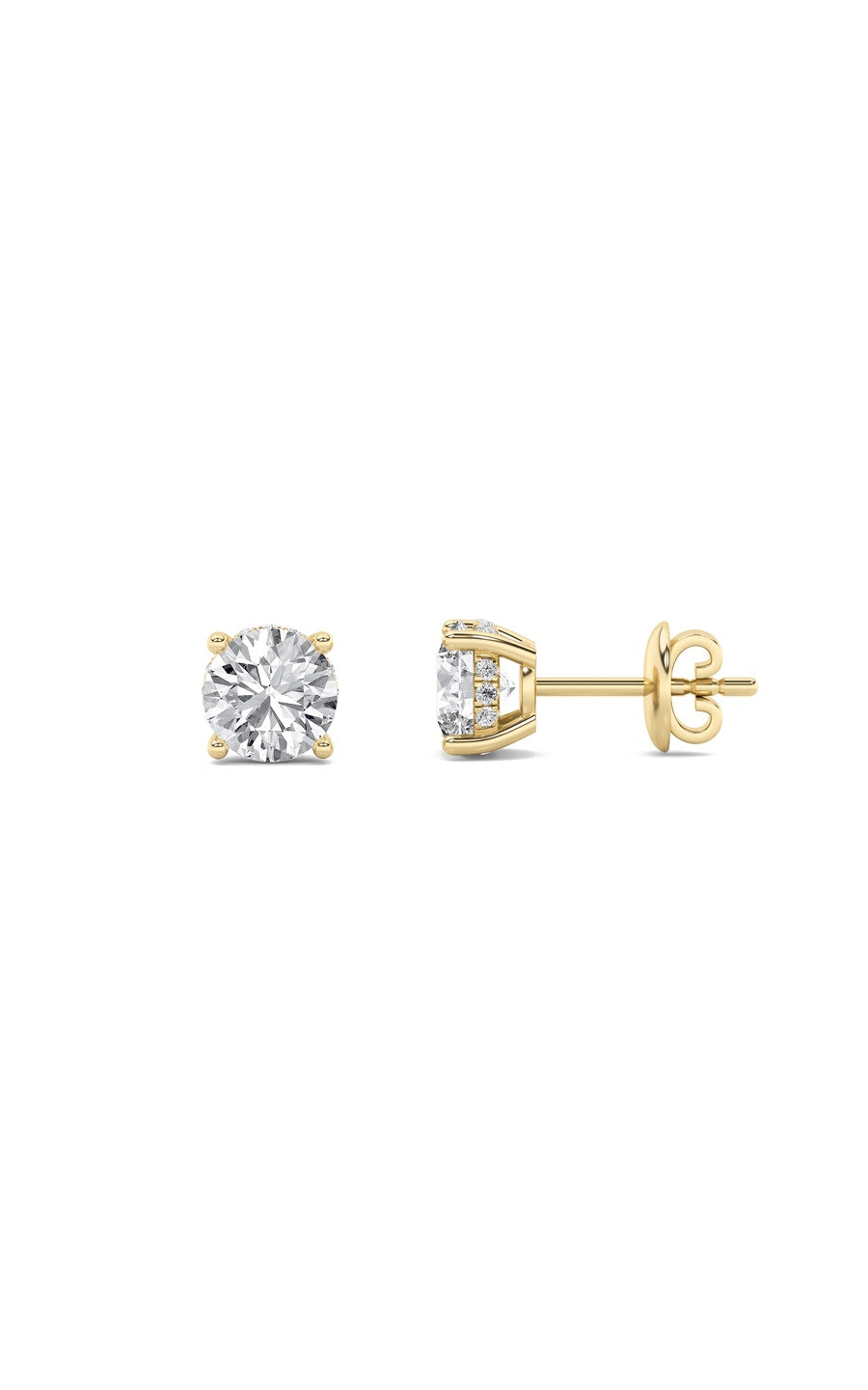 5Cttw Round Shaped Lab Grown Diamond (F/VS) HiddenHalo Stud Earrings in 14K Gold
