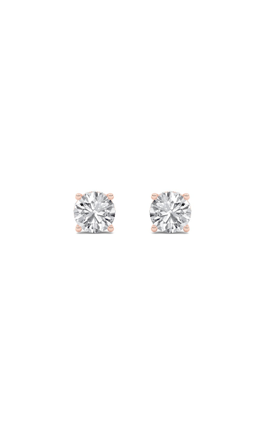 5Cttw Round Shaped Lab Grown Diamond (F/VS) HiddenHalo Stud Earrings in 14K Gold