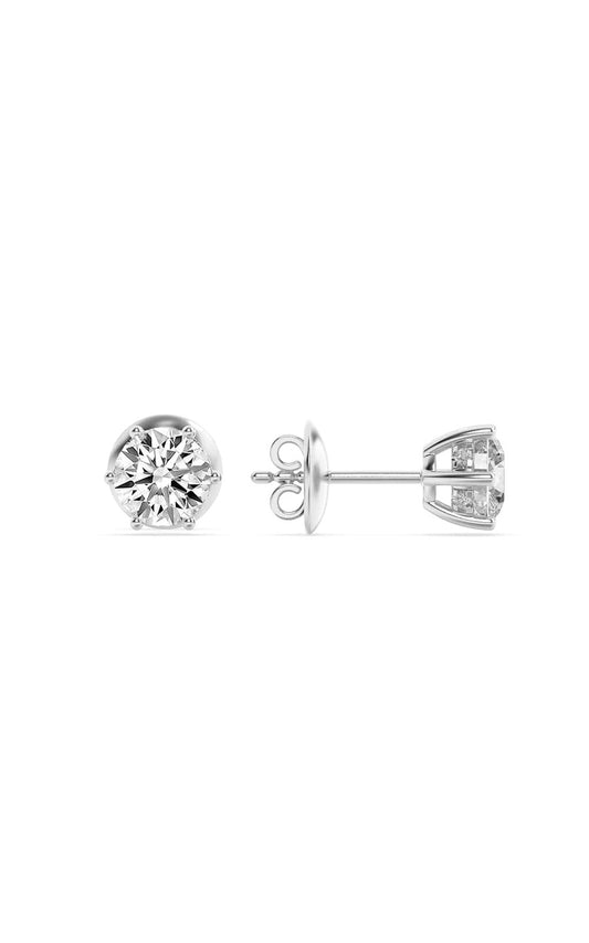 3CTW Round Shaped Lab Grown Diamond (F/VS) Hidden Halo Stud Earrings in 14K Gold