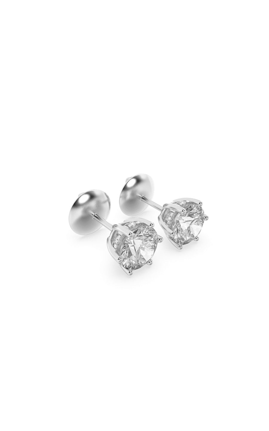 3Cttw Round Shaped Lab Grown Diamond (F/VS) HiddenHalo Stud Earrings in 14K Gold