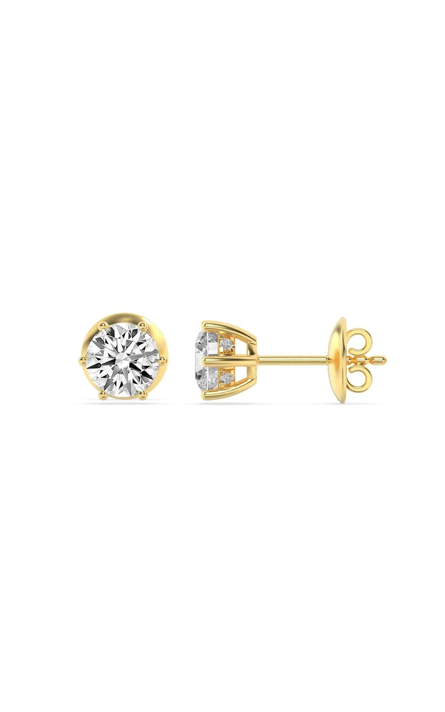 3Cttw Round Shaped Lab Grown Diamond (F/VS) HiddenHalo Stud Earrings in 14K Gold
