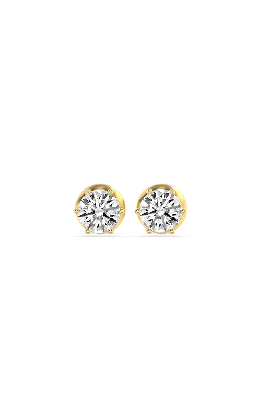 3Cttw Round Shaped Lab Grown Diamond (F/VS) HiddenHalo Stud Earrings in 14K Gold