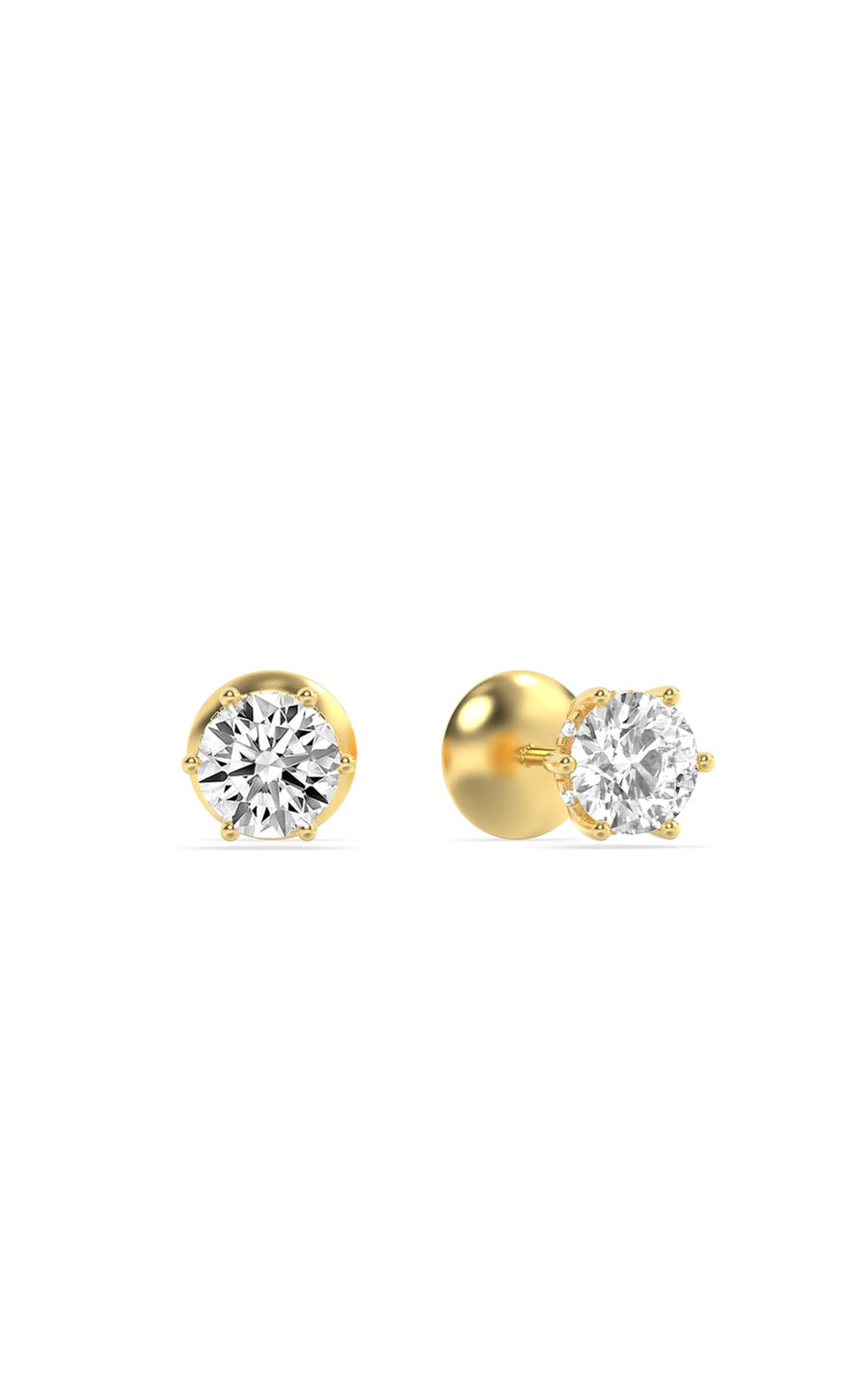 3Cttw Round Shaped Lab Grown Diamond (F/VS) HiddenHalo Stud Earrings in 14K Gold
