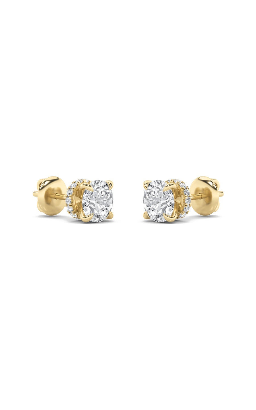 2Cttw Round Shaped Lab Grown Diamond (F/VS) HiddenHalo Stud Earrings in 14K Gold
