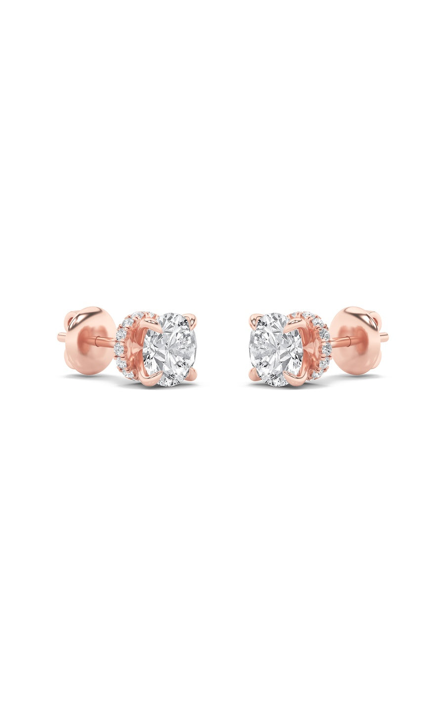 2Cttw Round Shaped Lab Grown Diamond (F/VS) HiddenHalo Stud Earrings in 14K Gold