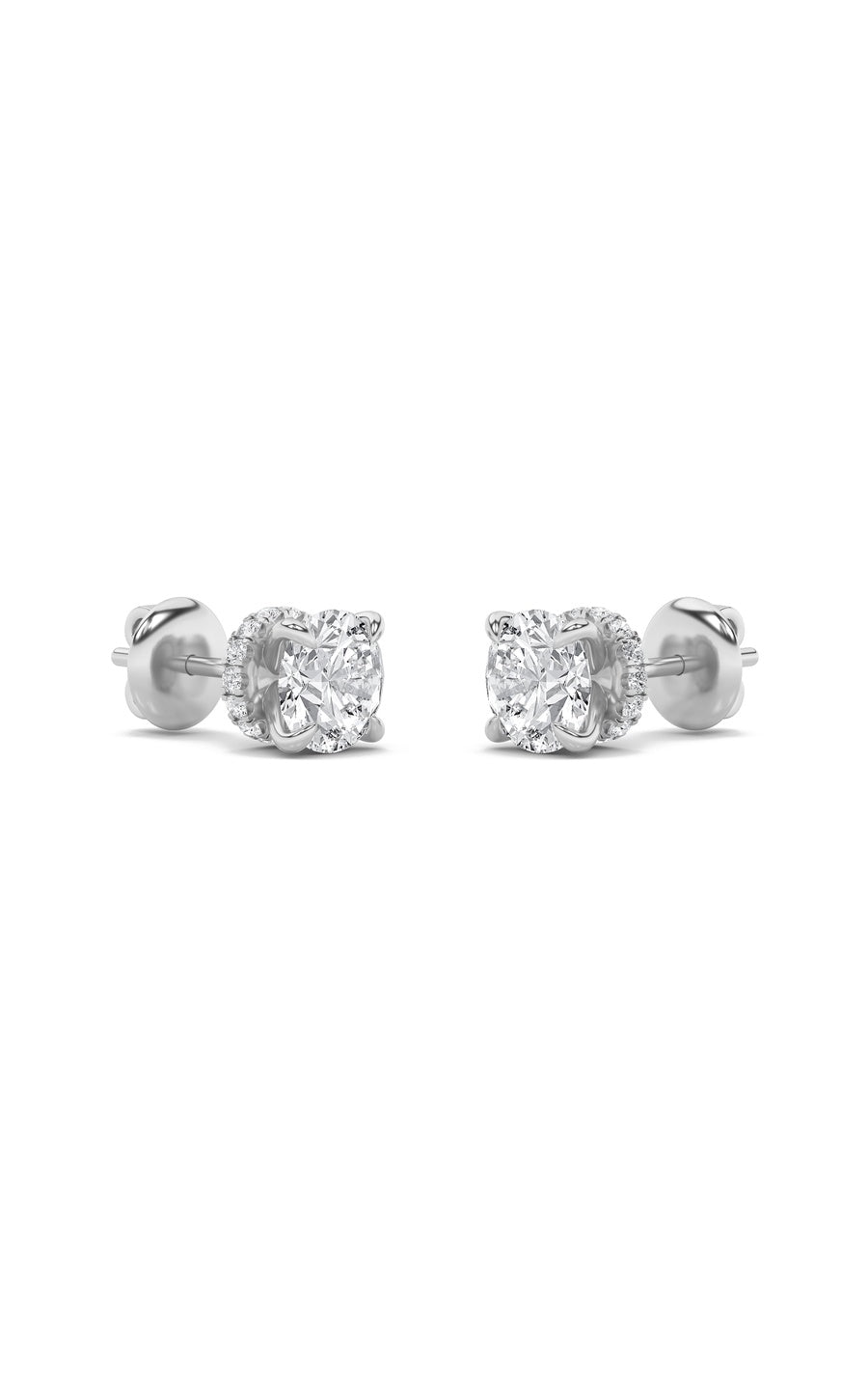 3Cttw Round Shaped Lab Grown Diamond (F/VS) HiddenHalo Stud Earrings in 14K Gold