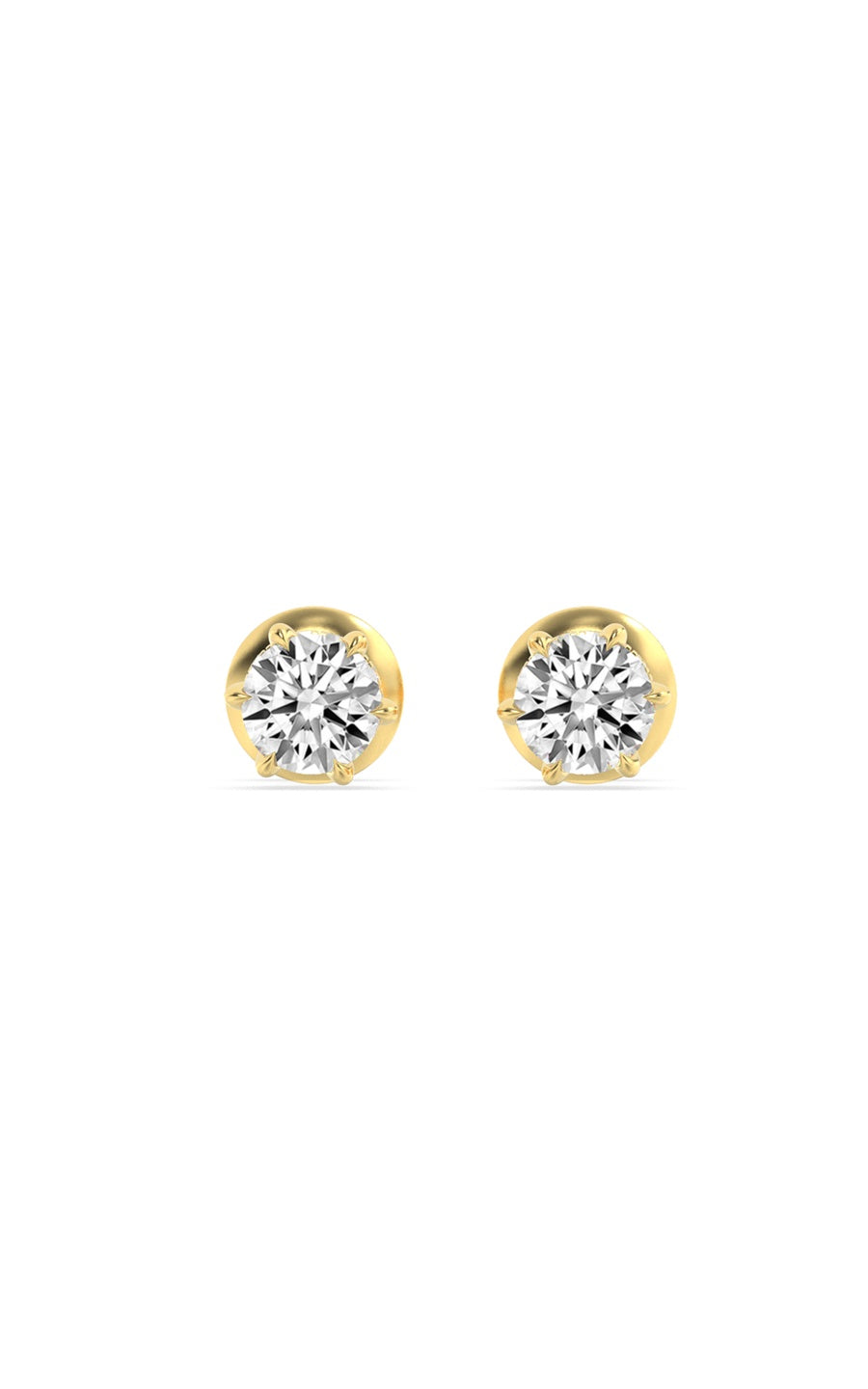 3Cttw Round Shaped Lab Grown Diamond (F/VS) HiddenHalo Stud Earrings in 14K Gold