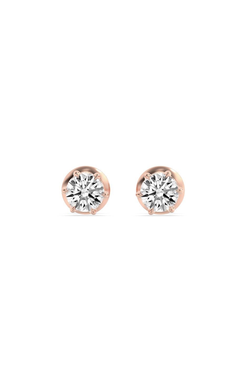 3Cttw Round Shaped Lab Grown Diamond (F/VS) HiddenHalo Stud Earrings in 14K Gold