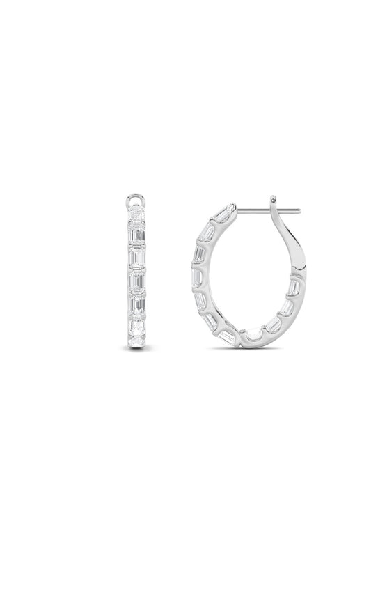 4Cttw Emerald Shaped Lab Grown Diamond (G/VS) Inside Out Hoop Earrings in 14K Gold