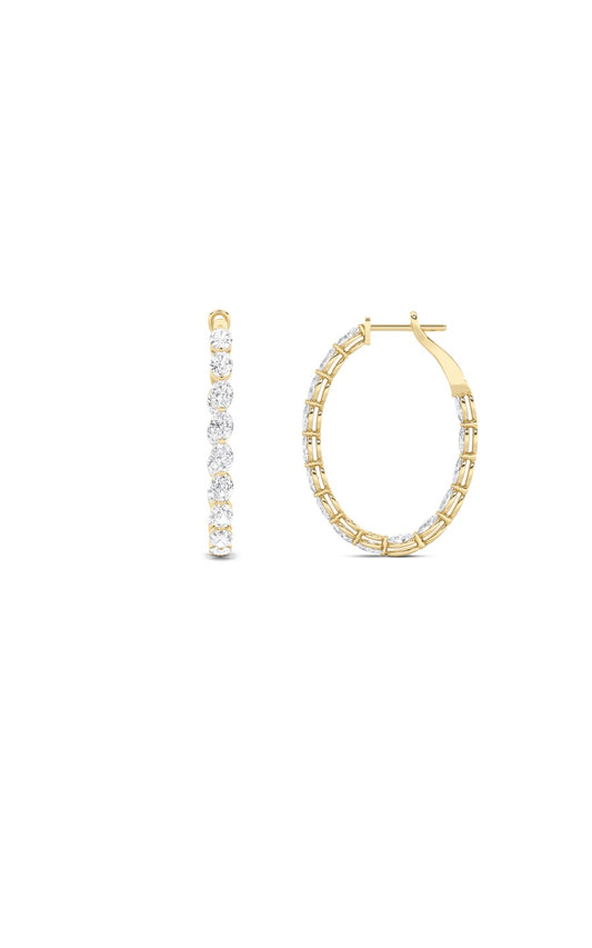 6Cttw Oval Shaped Lab Grown Diamond (F/VS) InsideOut Hoop Earrings in 14K Gold