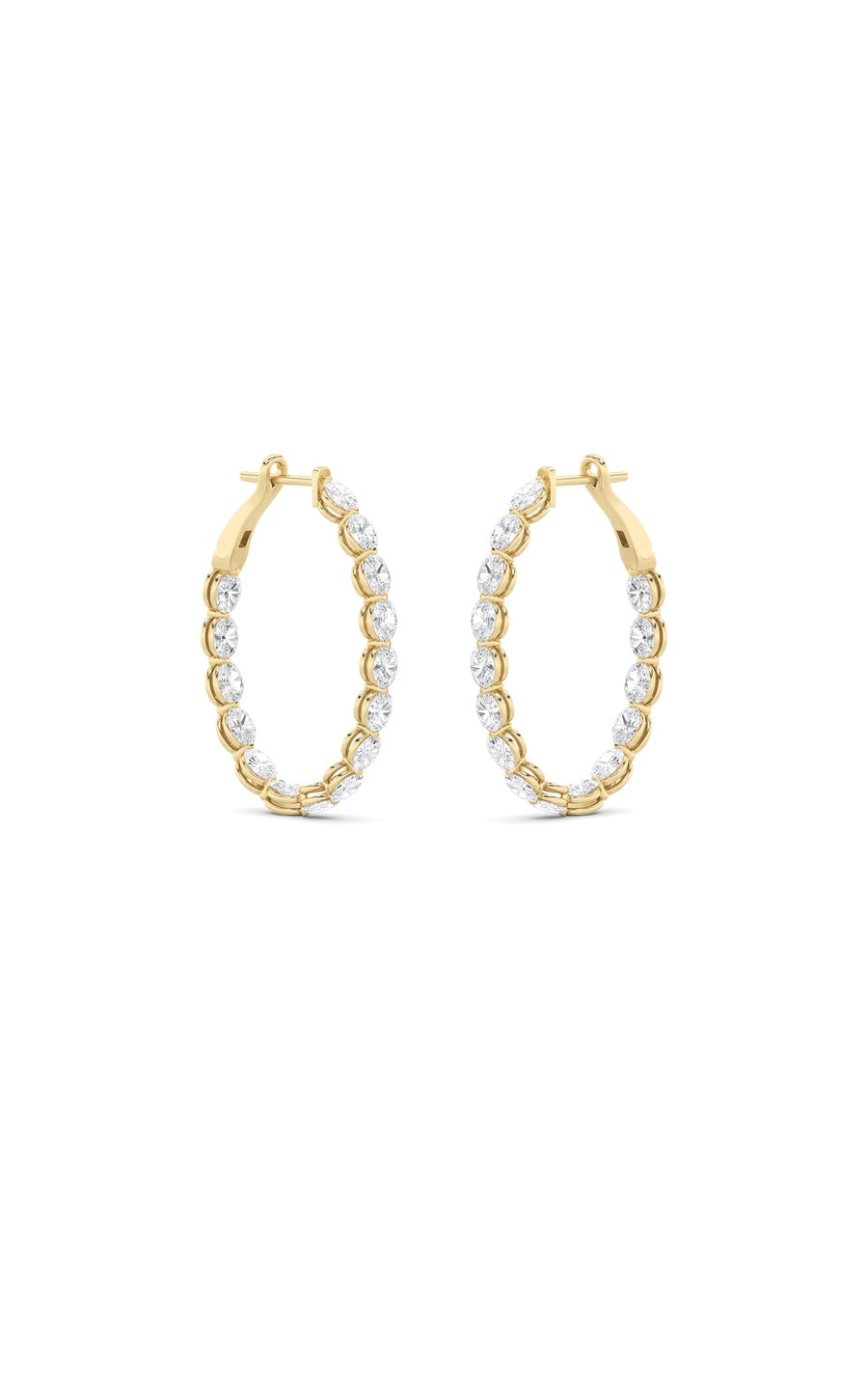 6Cttw Oval Shaped Lab Grown Diamond (F/VS) InsideOut Hoop Earrings in 14K Gold