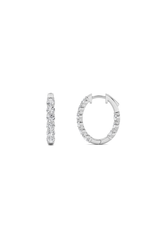 3Cttw Round Shaped Lab Grown Diamond (F/VS) Inside Out Hoop Earrings in 14K Gold