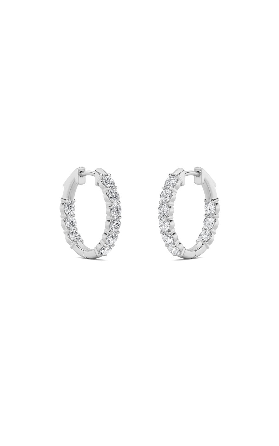 3Cttw Round Shaped Lab Grown Diamond (F/VS) InsideOut Hoop Earrings in 14K Gold
