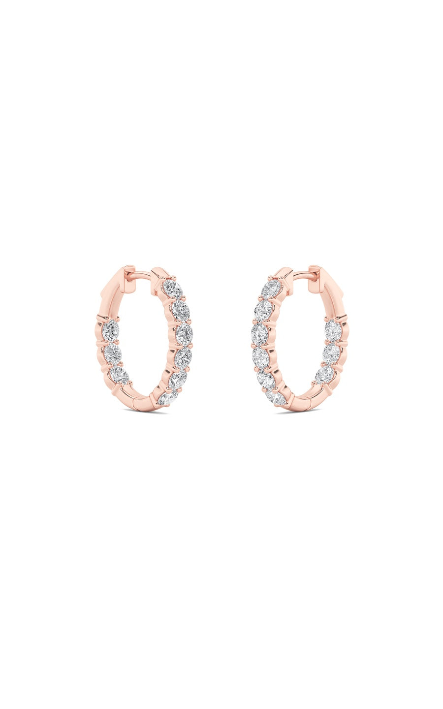 3Cttw Round Shaped Lab Grown Diamond (F/VS) InsideOut Hoop Earrings in 14K Gold