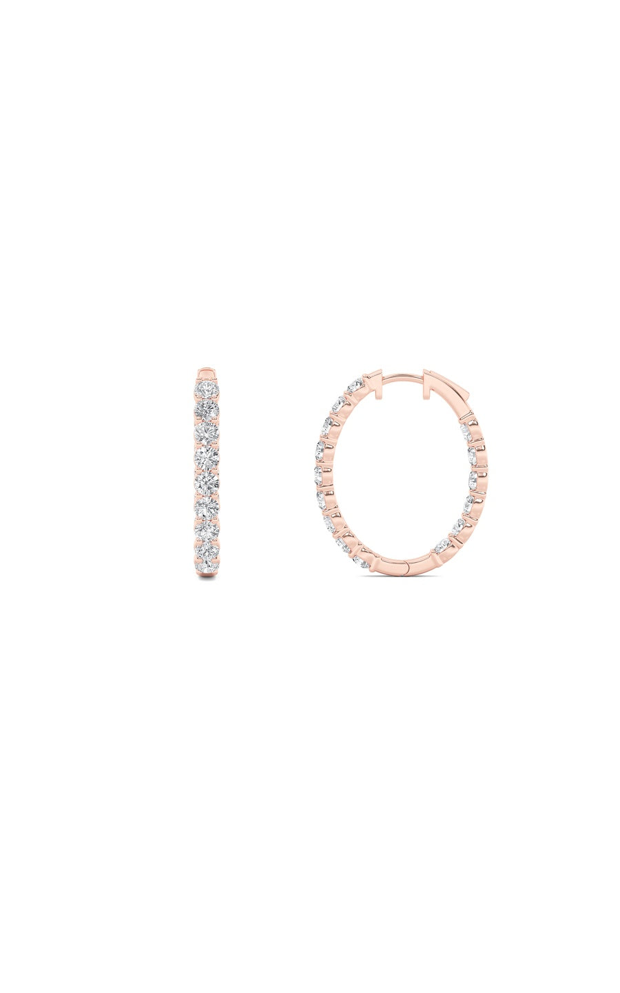 5Cttw Round Shaped Lab Grown Diamond (F/VS) InsideOut Hoop Earrings in 14K Gold