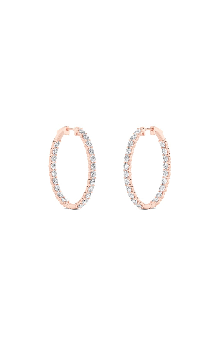 5Cttw Round Shaped Lab Grown Diamond (F/VS) InsideOut Hoop Earrings in 14K Gold