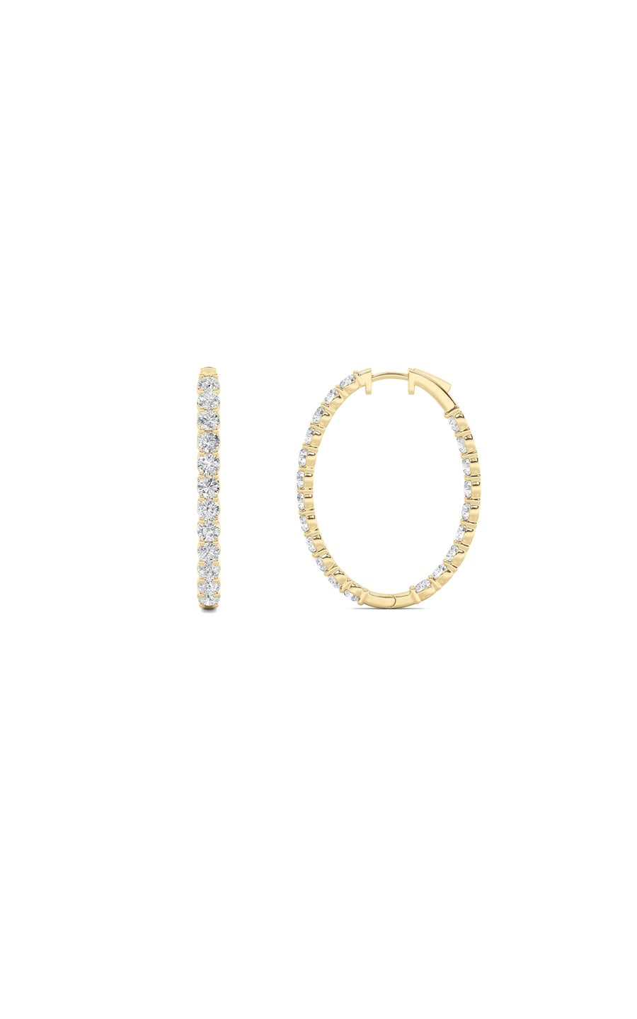 7Cttw Round Shaped Lab Grown Diamond (F/VS) Inside Out Hoop Earrings in 14K Gold