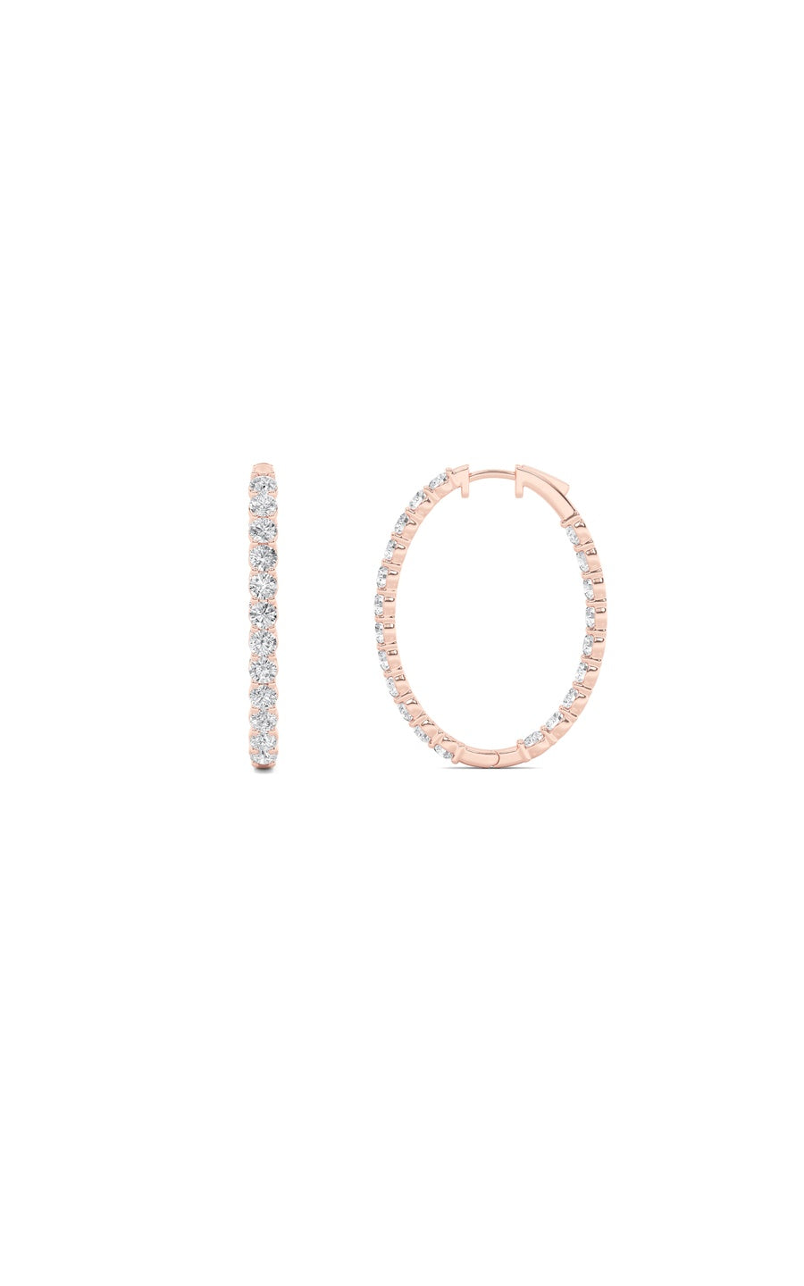 7Cttw Round Shaped Lab Grown Diamond (F/VS) Inside Out Hoop Earrings in 14K Gold