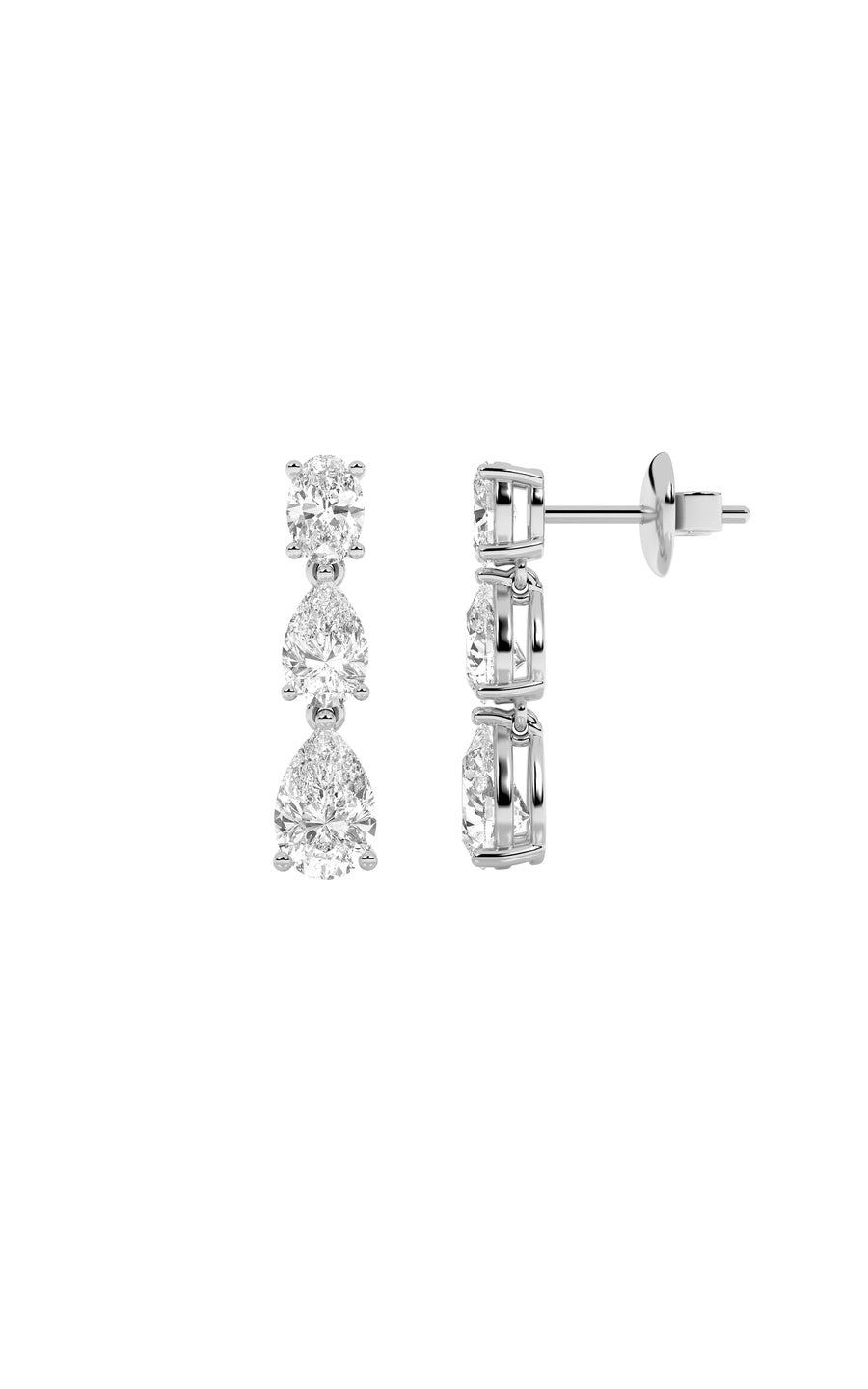 5Cttw Pear Shaped Lab Grown Diamond (F/VVS) DangleEarrings in 14K Gold
