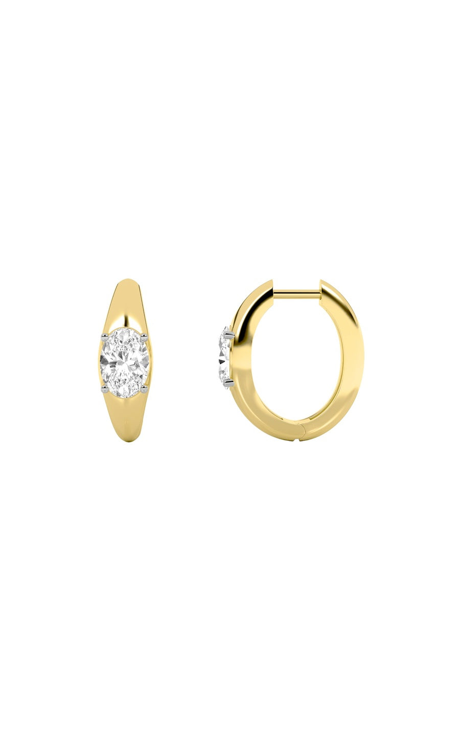 2Cttw Oval Shaped Lab Grown Diamond (G/VS) HuggieEarrings in 10K Gold