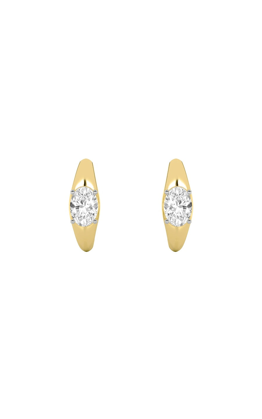 2Cttw Oval Shaped Lab Grown Diamond (G/VS) HuggieEarrings in 10K Gold