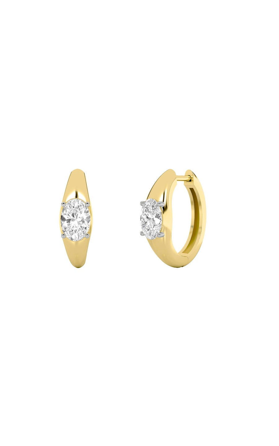 2Cttw Oval Shaped Lab Grown Diamond (G/VS) HuggieEarrings in 10K Gold