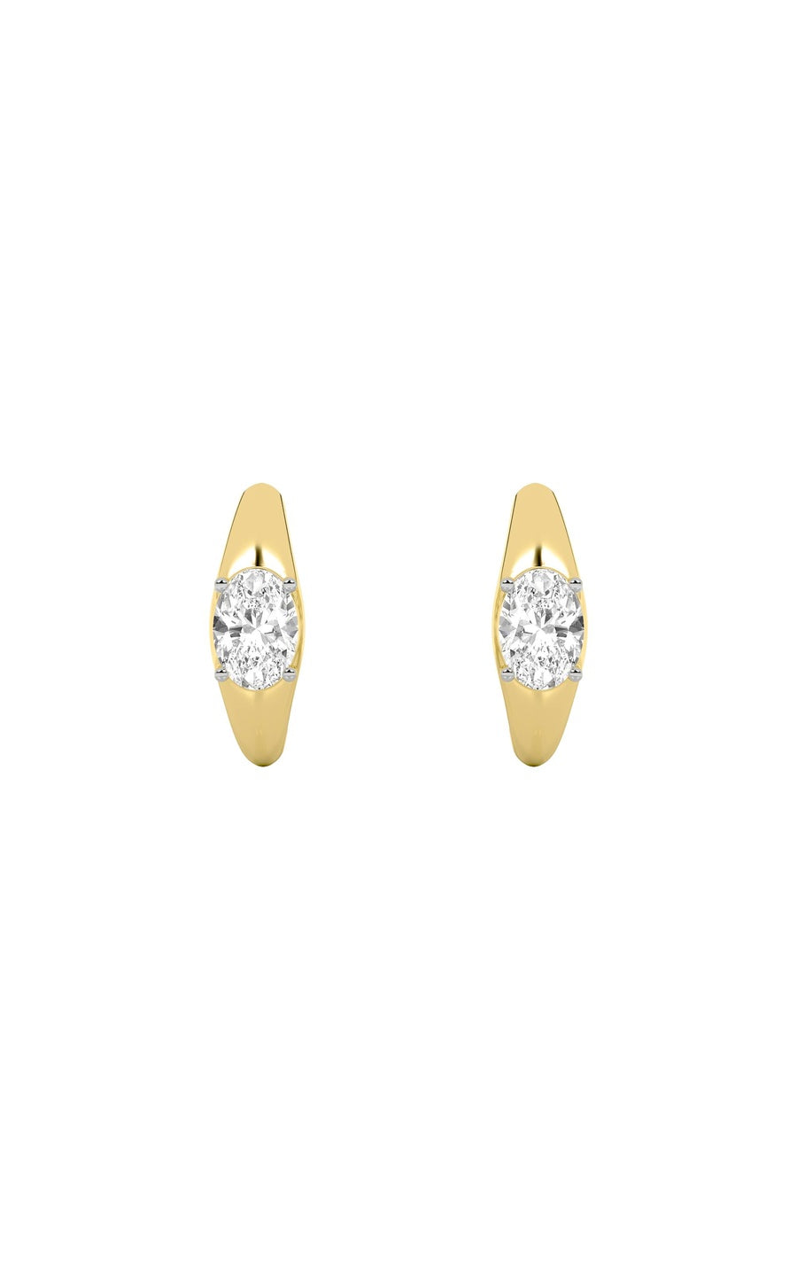 2Cttw Oval Shaped Lab Grown Diamond (G/VS) HuggieEarrings in 10K Gold