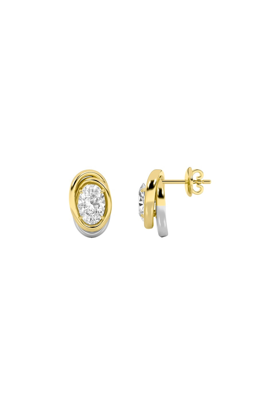 2Cttw Oval Shaped Lab Grown Diamond (F/VVS) Knot Earrings in 14K Gold