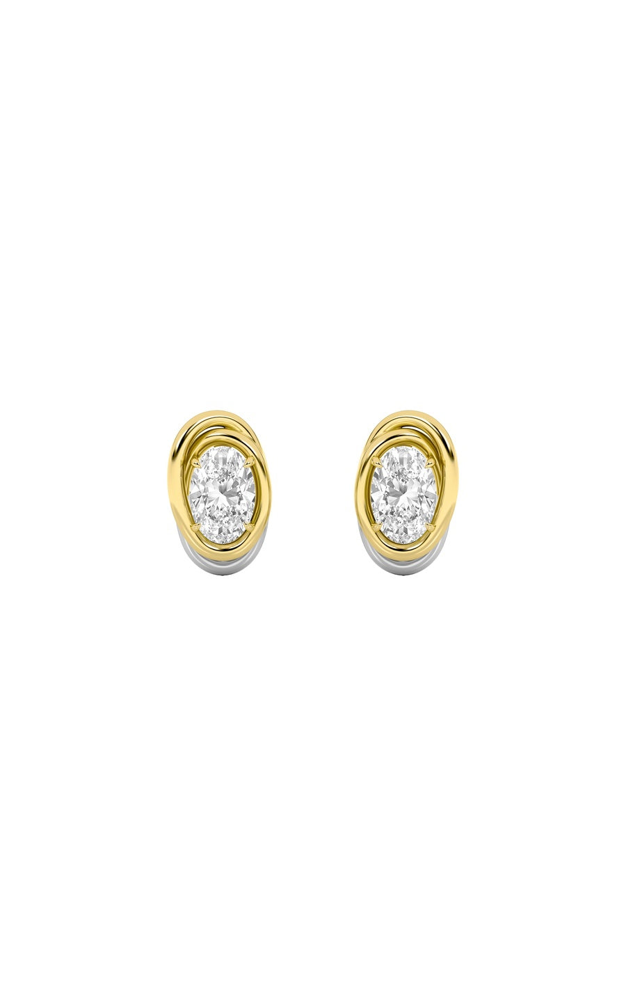 2Cttw Oval Shaped Lab Grown Diamond (F/VVS) Knot Earrings in 14K Gold