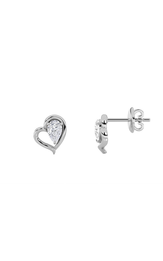 0.5Cttw Pear Shaped Lab Grown Diamond (F/VS) HeartShaped Earrings in 14K Gold