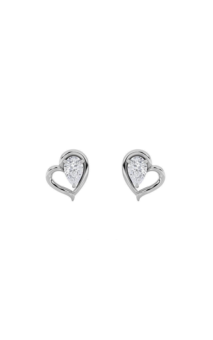 0.5Cttw Pear Shaped Lab Grown Diamond (F/VS) HeartShaped Earrings in 14K Gold