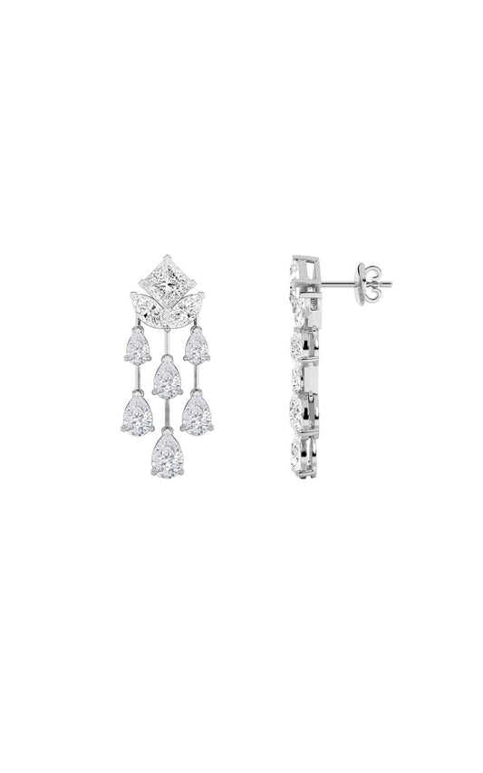 7Cttw Princess Shaped Lab Grown Diamond (F/VS) Dangle Earrings in 14K Gold