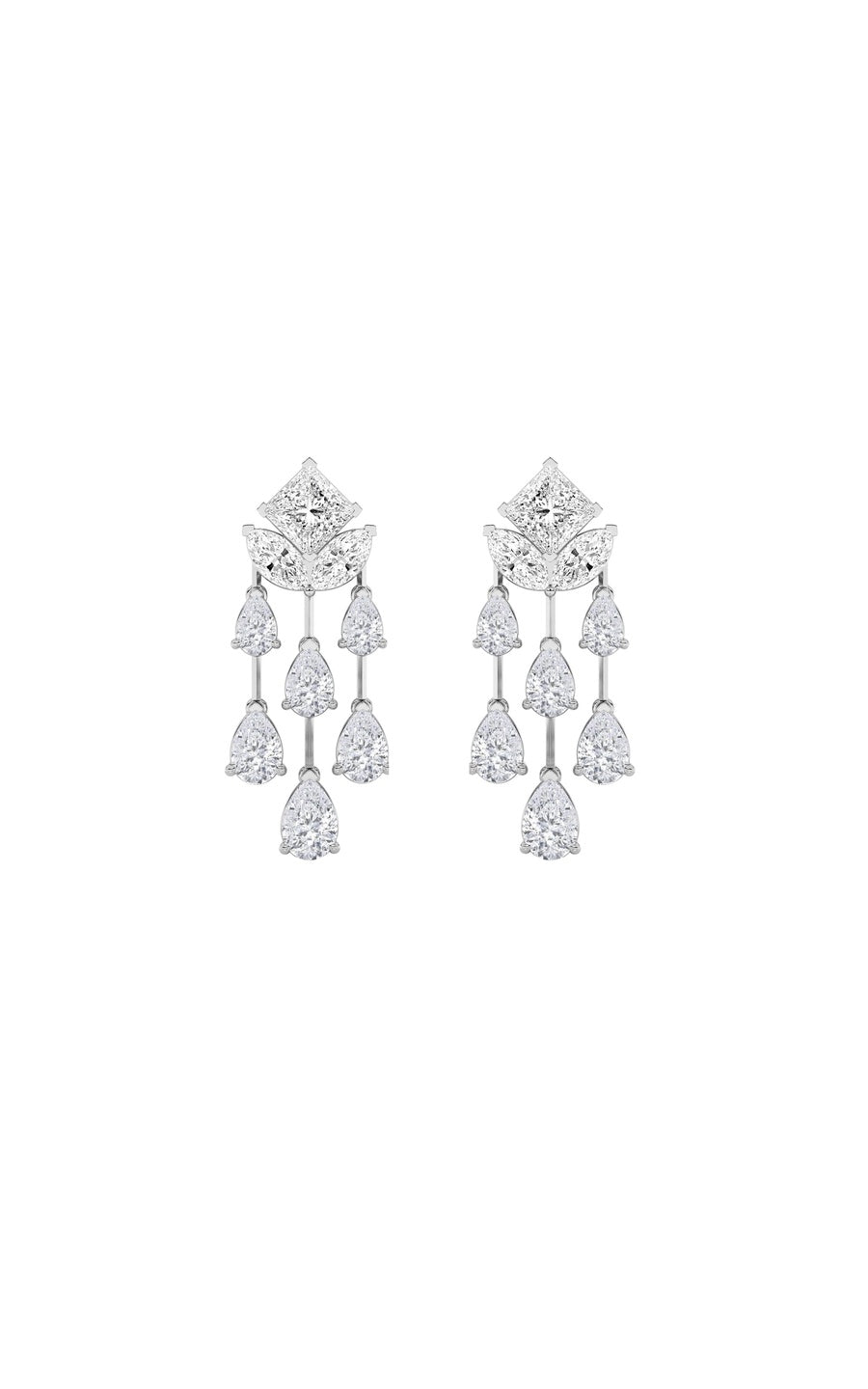 7Cttw Princess Shaped Lab Grown Diamond (F/VS) Dangle Earrings in 14K Gold